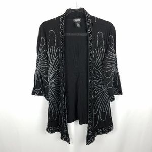 Objects D'art‎ sweater black floral cord design Lge
